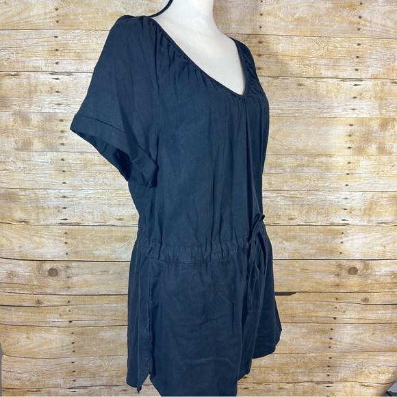 Universal Thread Black Linen Blend Romper Size XS Pockets V Neck Tie Waist - Picture 10 of 13